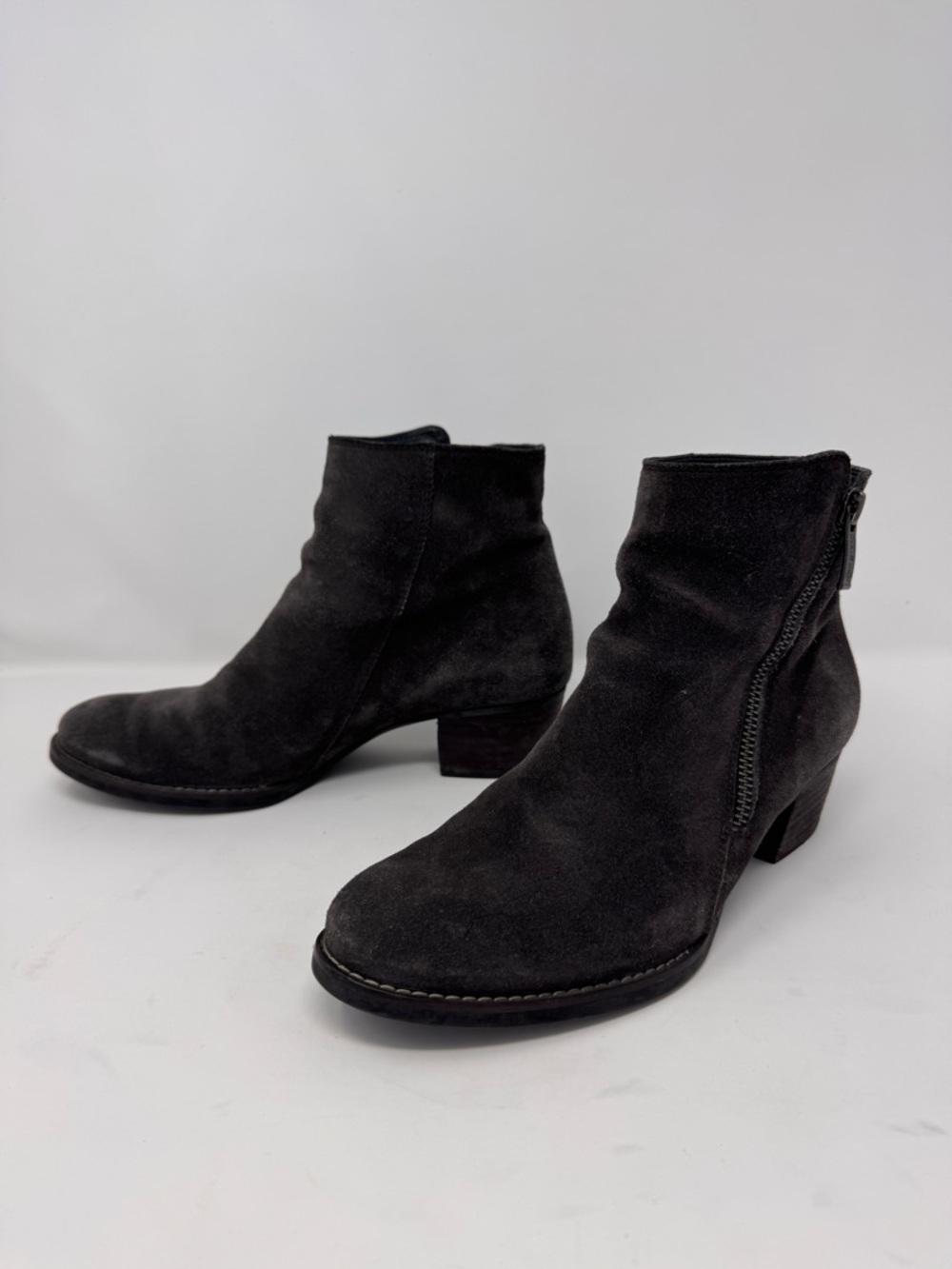 Paul Green Allison Suede Ankle Zip Booties Petrol Grey Women's Size 6 US / 3.5UK